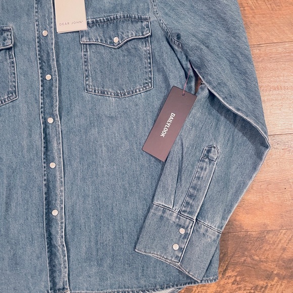 NWT! DEAR JOHN STAR DENIM BUTTON FRONT SHIRT WESTERN SIZE SMALL NEW! - Picture 6 of 12